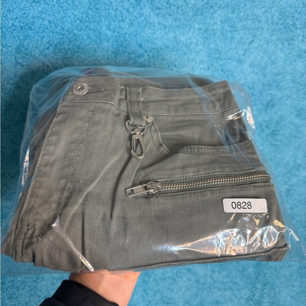 VTG Boom Boom Denim Womens Mini Skirt Olive Size M Y2K Style Zipper Pockets - Picture 12 of 12